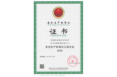 Сертификат стандартизации производства по безопасности